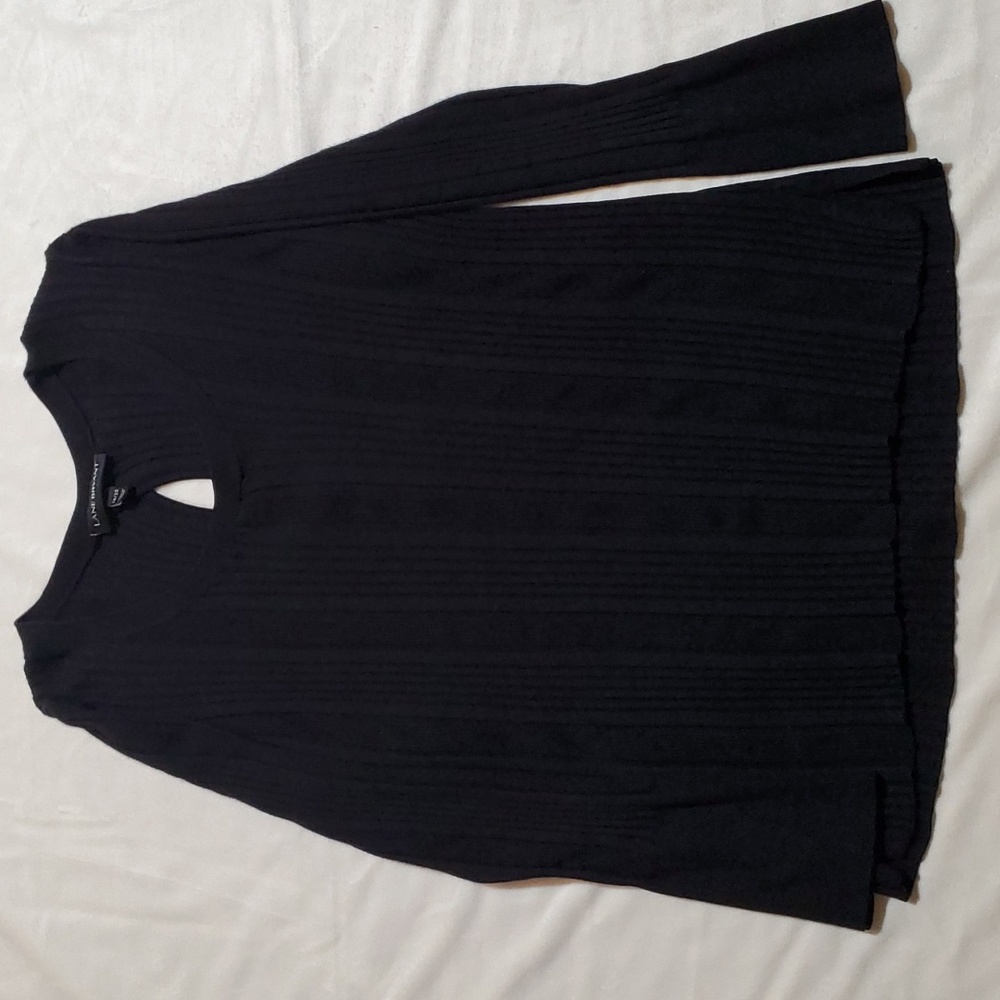 Lane Bryant Women's Long Sleeves Stretchy Top Black Size 18/20 Keyhole in back